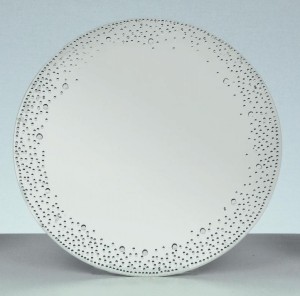 MIRROR CRYSTAL EDGE ROUND CANDLE PLATE 20cm